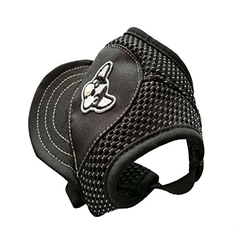 UKCOCO Mode Perro Sombreros, Perro Patrón Visor Sombrero Cap, Mesh Sun Gorra con Oreja para Pequeñas y Medianas Perros – Tamaño S (Negro)