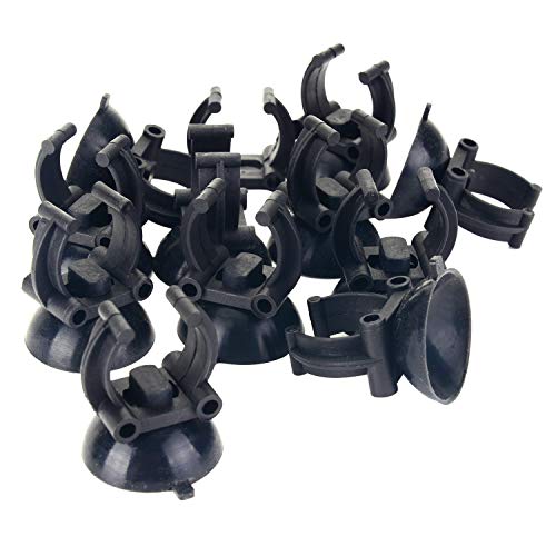 Uniclife 12 Piezas del Acuario Calentador de Ventosas Lechones Clips 33mm Titulares Dia / Abrazaderas para Fish Tank Negro