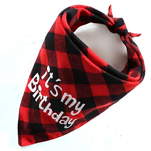 VAMEI Collar Pañuelo del cumpleaños del Perro, Baberos para Mascotas Plaid Reversible triángulo Bufanda para Perros Gatos Traje