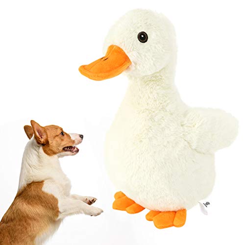 VavoPaw Juguete de Sonidos para Perros, Juguete Peluche Diseño de Pato de Simulación Animal Felpa Blandos con Sonido Chirriante, Papel Fuerte, Jueguete no Tóxico para Masticar Cachorro, Gato - Pato