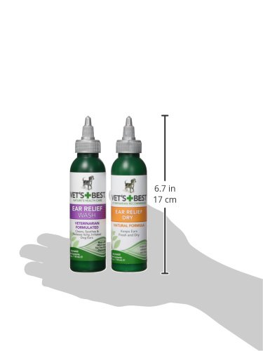 Vet's Best Kit de Limpiador de oído de Perro, Lavado de Alivio de oído Multi-síntoma y Tratamiento seco, sin Alcohol 1 Unidad 236 ml