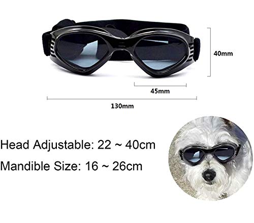 Voarge Gafas de sol elegantes y divertidas con protección UV para perros, gafas de sol impermeables, gafas de sol para perros, correas ajustables