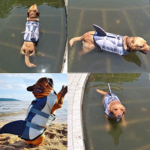 Vohoney Pet Life Jacket Chaleco salvavidas para perro Lifesaver Seguridad Chaleco reflectante tamaño ajustable Dog Lifejacket para natación, surf, barco de caza