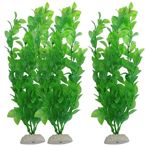 WalshK 3 piezas de acuario de peces de tanque Plantas artificiales de plástico verde 10.6 "de altura