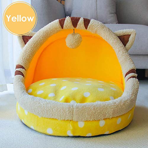 Warm Puppy House para perros pequeños Cat Sleeping Kennel Soft Home Gatos para mascotas Nido de cama Lavable Perros Mat Mascotas Casa plegable Cama Producto    Amarillo M-For dentro de 4 kg Pet