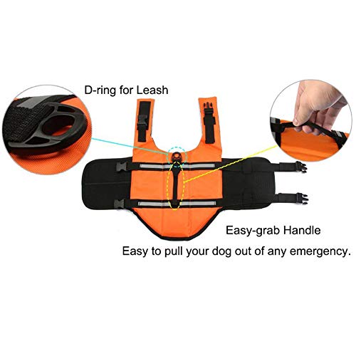 Warmiehomy Chaleco Salvavidas para Perro con Flotador Delantero, Perros Seguridad Natación Ropa con Quick Release Ajuste Fácil Cinturón Ajustable (Naranja)