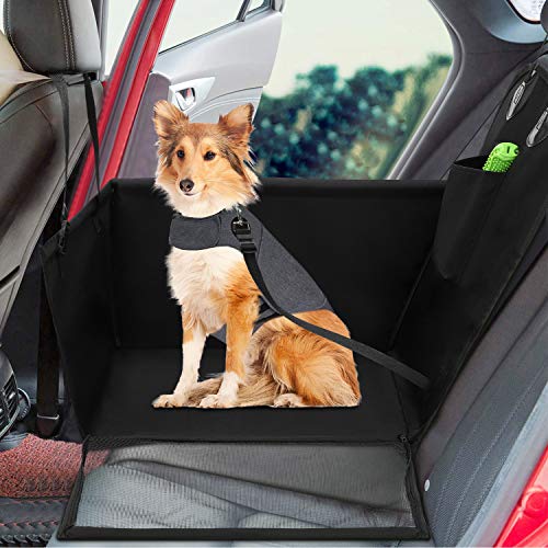 Wimypet Impermeable Protector de Asiento de Coche para Mascota, Asiento del Coche de Seguridad para Perros Gatos, Material Oxford 600D+PVC Inferior con Cinturón de Seguridad para Viaje -59x49x46 cm