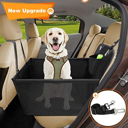 Wimypet Impermeable Protector de Asiento de Coche para Mascota, Asiento del Coche de Seguridad para Perros Gatos, Material Oxford 600D+PVC Inferior con Cinturón de Seguridad para Viaje -59x49x46 cm