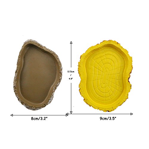 Winterworm Juego de 2 platos de agua de tortuga repelente para comederos para amphibianos Gecko Snakes lagarto camaleón