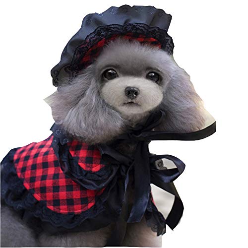 WLXW Disfraz de Gato Perro, Vestido de Chal de Peluca Victoriana de Princesa de Halloween de Pascua, Sombrero de Verano para Niña Perro, Regalo de Cumpleaños para Perro,C,M