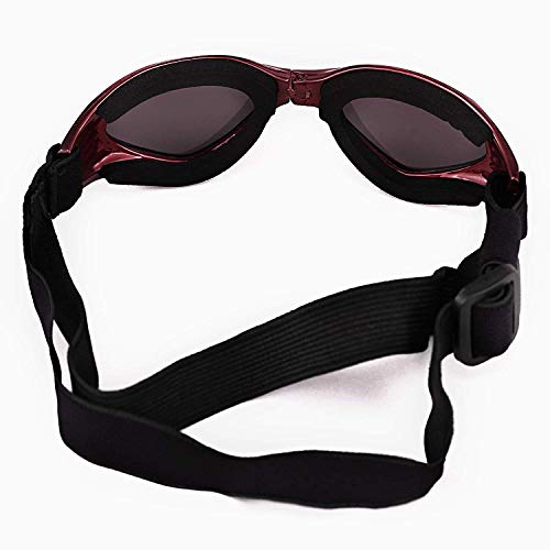 XUNKE Gafas de Sol para Perros, Perro Gafas para Perros pequeños y medianos Impermeable Plegable Protector Ocular Protección UV Antivaho (Red)