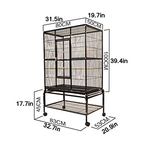 XYSQWZ Bird Aviary Jaula para periquitos Jaula Grande de Metal para Loros Jaula para pájaros Periquito Canario pinzón Jaula para Loros Jaula para pájaros para Mascotas con Rueda (2 Colores) Jaula