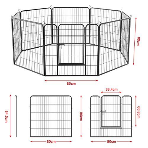 Yaheetech 8 Piezas 80 X 80 cm Vallas para Perros Parque de Perros Parque Jaula de Mascota