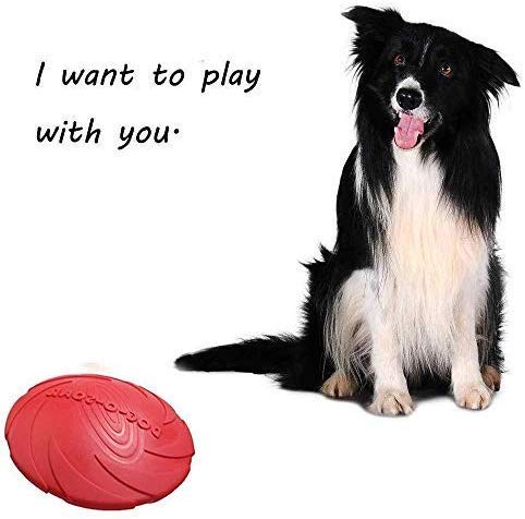 YFOX Frisbee Juguete de Perro de Goma Natural Flotante (Rojo)