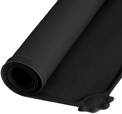 YFOX Impermeable Silicona Esterilla de Protección para Gatos y Perros, Esterilla para Mascotas Antideslizante con Suelo Protección Lipes, Lavable, Plegable para Mascotas 48,5 x 30 cm (Negro)