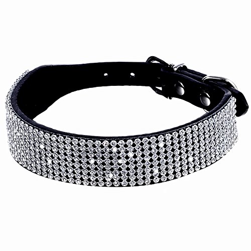 Yunt - Collar de piel sintética con diamantes de imitación, para perro, cachorro o gato