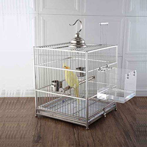 Z-W-dong Tienda de mascotas jaula del animal doméstico, cuadrado del metal de la jaula Finch Canarias jaula del pájaro del loro portátil al aire libre Jaula Jaula ornamental 36 * 36 * 46cm periquitos