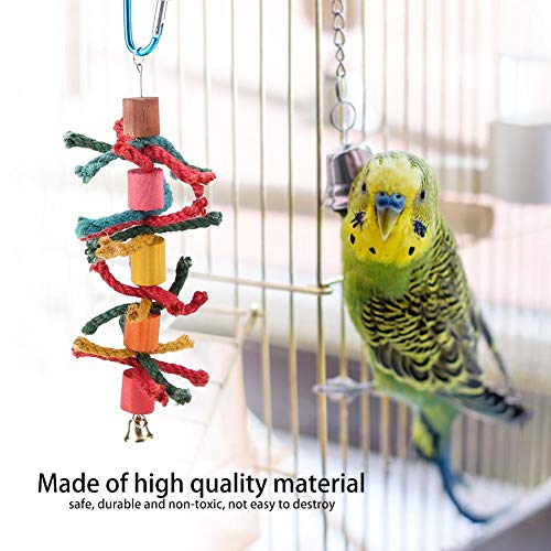 Zerodis 4 piezas Juguetes para loros, juguetes colgantes para pájaros, colorido columpio de madera para colgar, juguetes para masticar pájaros, accesorios decorativos para loros