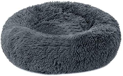 ZGQ Perrera colchón Bolster Perros Calientes Gato Tomada Ronda Almohada de la Cama del Animal doméstico Nisthöhle sofá Cama calmante Eco-Piel Dura Sa,Dark Grey,80cm