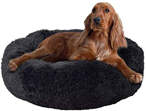 ZGQ Perrera colchón Bolster Perros Calientes Gato Tomada Ronda Almohada de la Cama del Animal doméstico Nisthöhle sofá Cama calmante Eco-Piel Dura Sa,Dark Grey,80cm