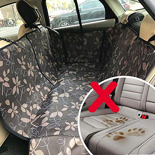 Zumeca Cubierta Asiento Coche Perro, Funda para Mascotas para Asiento de Coche, Impermeable, Funda de Asiento para Perros Universal para SUV, Camión, Transportar y Viaje (Marrón)