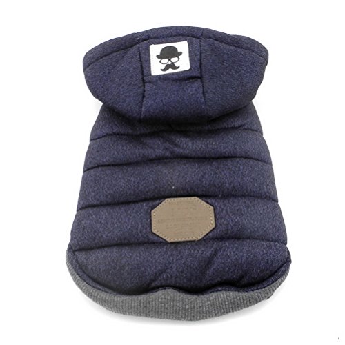 Zunea Chaleco de Perro pequeño Forro Polar Forrado Abrigo de Invierno cálido Chaqueta de Cachorro con Capucha a Prueba de Viento Mascota Chihuahua Sudadera Ropa de Perrito Prendas de Vestir Azul M