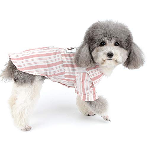 Zunea Verano Camisas para perros pequeños de algodón suave a rayas para cachorro ropa de protección solar camiseta para perros mujer masculina mascota gato ropa de apariencia al aire libre