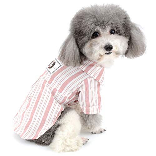 Zunea Verano Camisas para perros pequeños de algodón suave a rayas para cachorro ropa de protección solar camiseta para perros mujer masculina mascota gato ropa de apariencia al aire libre