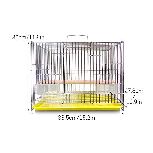 ZZM Jaula de pájaros Grande de Metal, Jaula portátil de Transporte de Viaje para Loros Portador de pájaros con Cuencos de cría y Perca para el Fin de Semana de Vacaciones