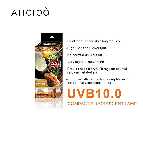 10.0 UVB Bombilla para Repti 26W Desierto Bombilla Fluorescente Compacta para Anfibios Plantas Suculentas Lagarto Tortuga Mejorar la Síntesis de D3 Aumenta la Absorción de Calcio 220-240V E27