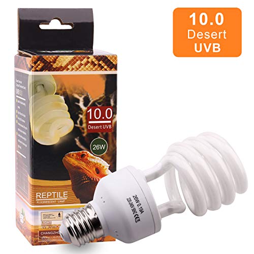 10.0 UVB Bombilla para Repti 26W Desierto Bombilla Fluorescente Compacta para Anfibios Plantas Suculentas Lagarto Tortuga Mejorar la Síntesis de D3 Aumenta la Absorción de Calcio 220-240V E27