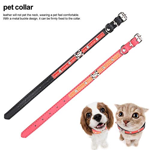 2 Unids Collar Básico para Perro Collar de Cuello de Cuero para Mascotas Ajustable Collar de Perro de Hueso Lindo Disfraces de Fiesta para Mascotas Accesorios con Raya Reflectante