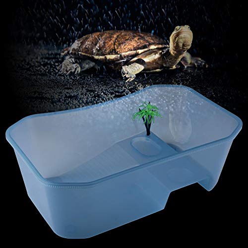 40 * 23 * 13 cm Reptil pecera Abierta con Plataforma para Tomar el Sol Tortuga Hábitat Reptiles Anfibios Terrario Caja de cría Caja de alimentación portátil Transparente para Tortugas(Azul)