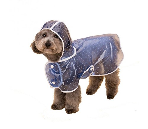 4494 Impermeable para perros y gatos medianos con gorro para la lluvia - Azul, XL