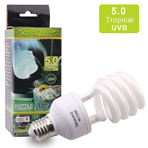 5.0 26W UVB Bombilla Repti Anfibios Bombilla Fluorescente Compacta para Desierto Plantas Suculentas Lagarto Tortuga Mejorar la Síntesis de D3 Aumenta la Absorción de Calcio 220-240V E27