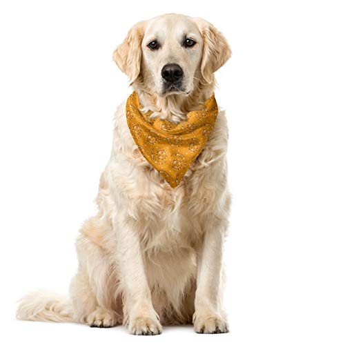 ABAKUHAUS Sol y Luna Bandana para Mascotas, 40x40 cm, Naranja Gris carbón