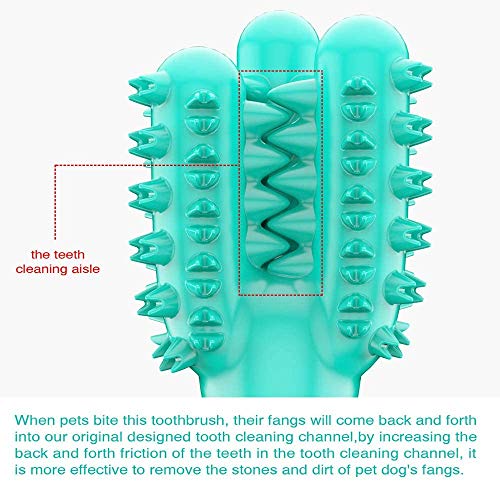 ABLUD 2pcs del Cactus del Perro del Cepillo de Dientes del Animal doméstico con Ventosa, Goma Chew Toys para Limpiar los Dientes y Formación,Azul