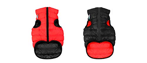 Abrigo Airyvest Reversible Ultraligero para Perro, Color Negro y Rojo, Talla 0 para Perro, Talla XS