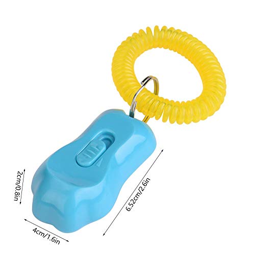 Adiestramiento de Mascotas Clicker Ajustable 3 Engranajes Adiestramiento de Perros Pata de Clicker con Pulsera para Gatos Aves Caballo Entrenamiento del Comportamiento(Azul Cielo)