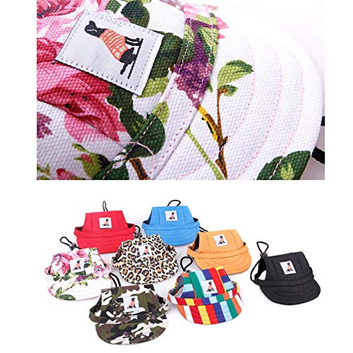 AFRUDDR Gorras para Perros pequeños Cachorros Mascotas Gorra Estampada de Verano Sombrero de Visera Perros Accesorios para Exteriores Gorra de capó para Sol Chihuahua, Estampado de Leopardo, M