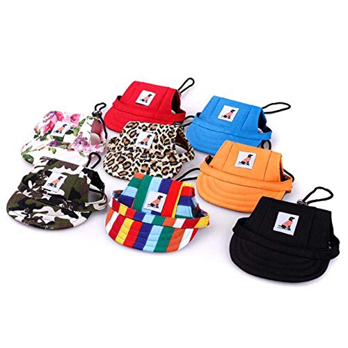 AFRUDDR Gorras para Perros pequeños Cachorros Mascotas Gorra Estampada de Verano Sombrero de Visera Perros Accesorios para Exteriores Gorra de capó para Sol Chihuahua, Estampado de Leopardo, M