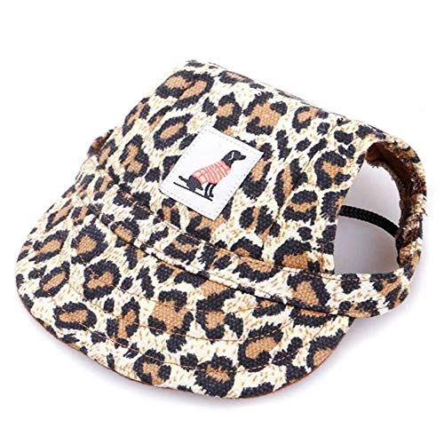 AFRUDDR Gorras para Perros pequeños Cachorros Mascotas Gorra Estampada de Verano Sombrero de Visera Perros Accesorios para Exteriores Gorra de capó para Sol Chihuahua, Estampado de Leopardo, M