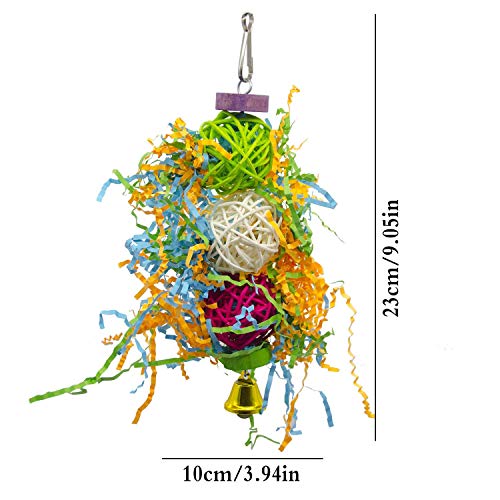 AIDIYA Juguetes para pájaros 3 paquetes de jaula para pájaros con forma de periquito, columpio para masticar, perchas colgantes con campana, hamaca de escalera de madera para conuras