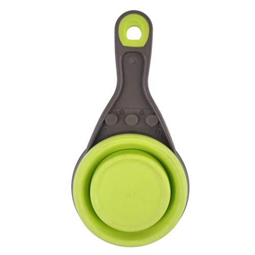 Allwway Pets Cachorro Perro Gatos Uso Comida Cuchara medidor Tazas 2 en 1 Plegable Travel Clip Verde