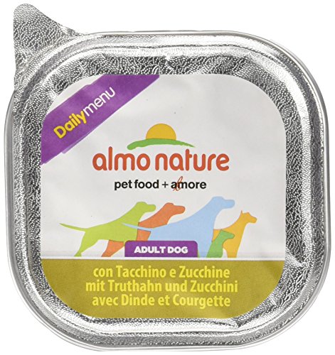 Almo Daily Menu  –  Comida para Perro en tarrina, 100 g, con Pavo y calabacines – Dog 225 