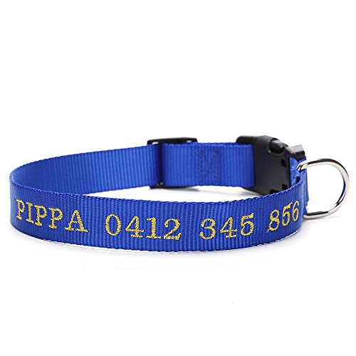 Amakunft Collar de Perro Personalizado con Nombre, Nombre Bordado teléfono número Mascota, Collar de identificación Personalizado para Perros