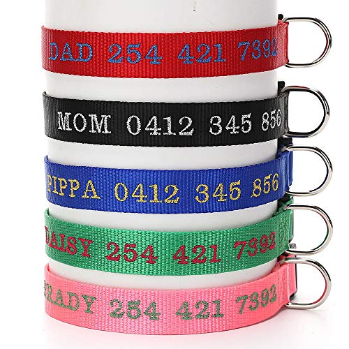 Amakunft Collar de Perro Personalizado con Nombre, Nombre Bordado teléfono número Mascota, Collar de identificación Personalizado para Perros