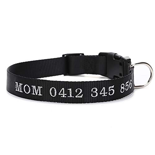 Amakunft Collar de Perro Personalizado con Nombre, Nombre Bordado teléfono número Mascota, Collar de identificación Personalizado para Perros