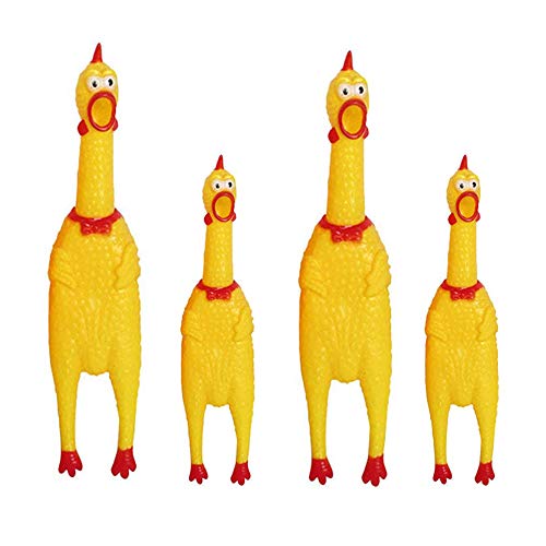 Amasawa 4 Piezas Pollo Gritando,Chillones Pollo de Juguete,Gritando Pollo Juguete Perro Juguete para Divertido,Squeeze Shrilling Screaming Chicken Funny Toy Gift Chicken Toy (2 Tamaños)