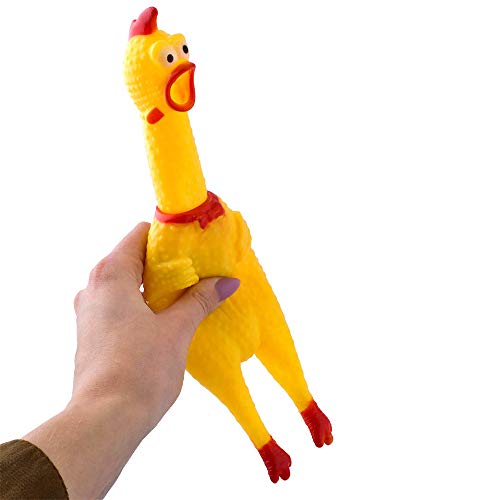 Amasawa 4 Piezas Pollo Gritando,Chillones Pollo de Juguete,Gritando Pollo Juguete Perro Juguete para Divertido,Squeeze Shrilling Screaming Chicken Funny Toy Gift Chicken Toy (2 Tamaños)